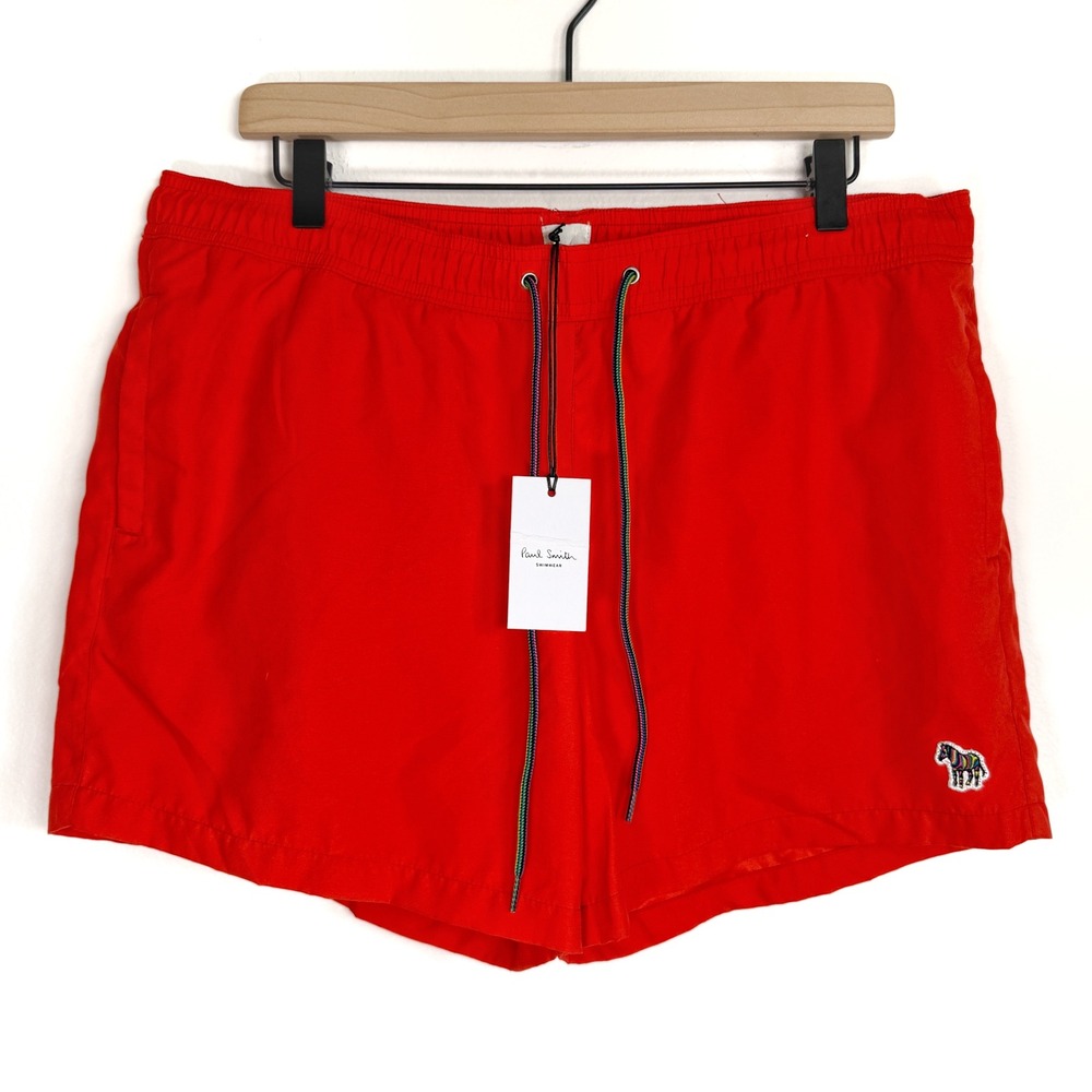 Paul Smith XL Swimwear Red Zebra Logo Swim Trunks Shorts Mens‎ NWT